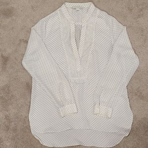 Lauren Conrad Blouse Cream w/ Black Polka-dot L